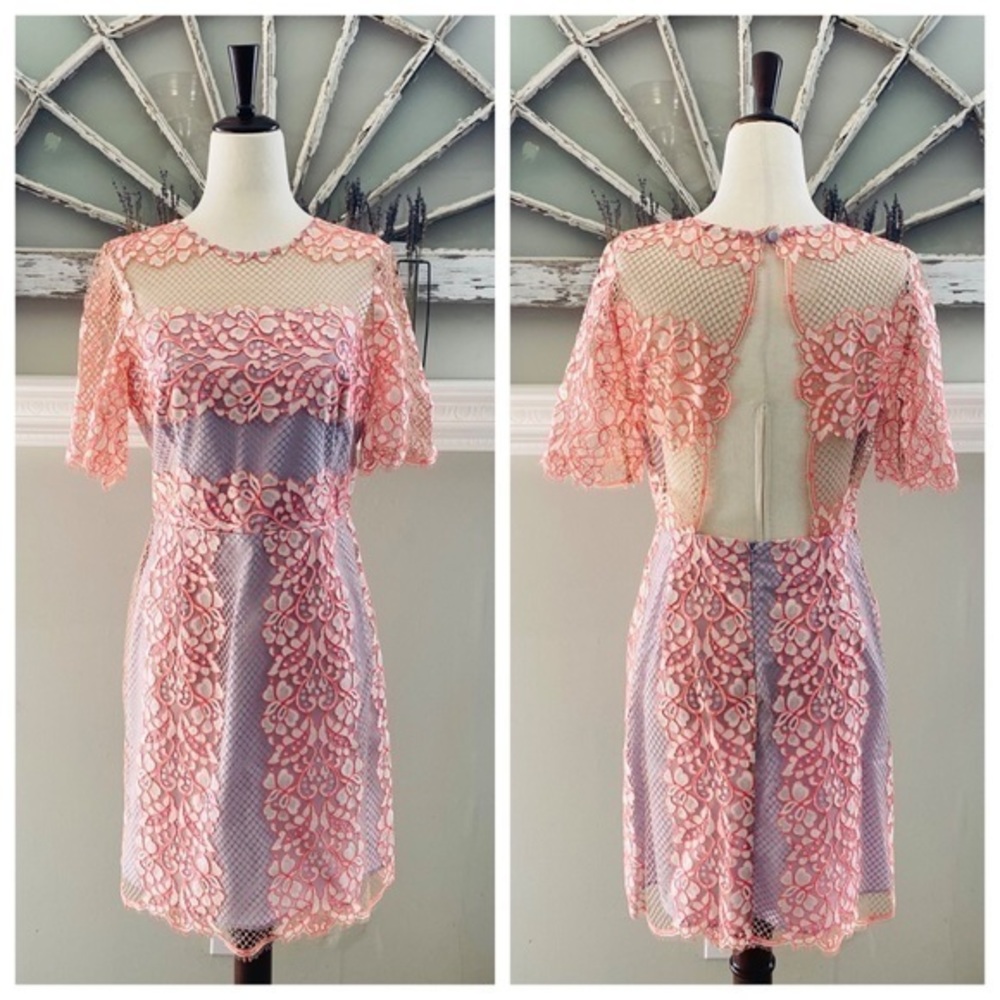 Topshop Floral Lace‎ Open Back Sheath Dress